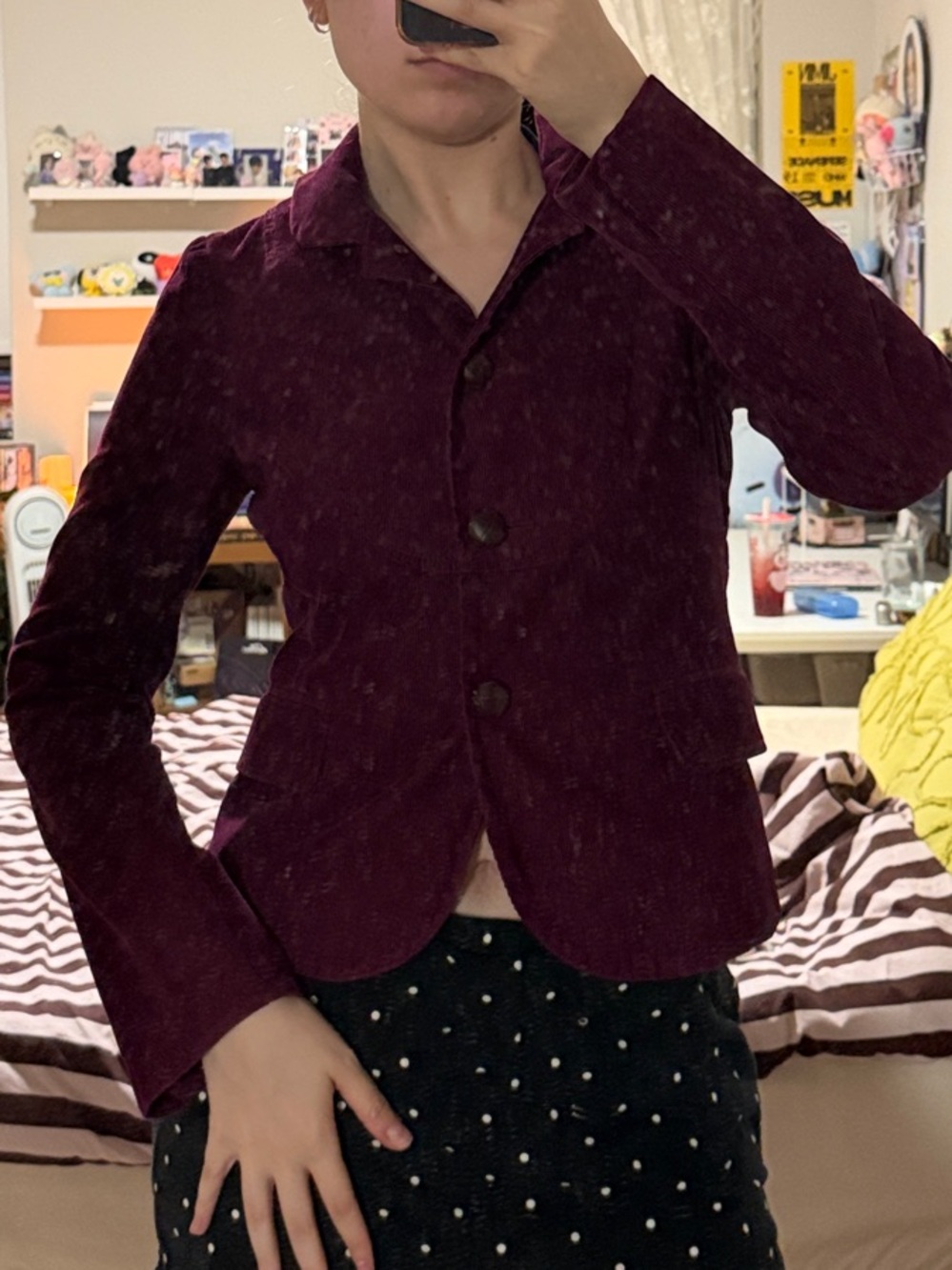 y2k J. Crew Women's Burgundy Corduroy Pea Coat Blazer